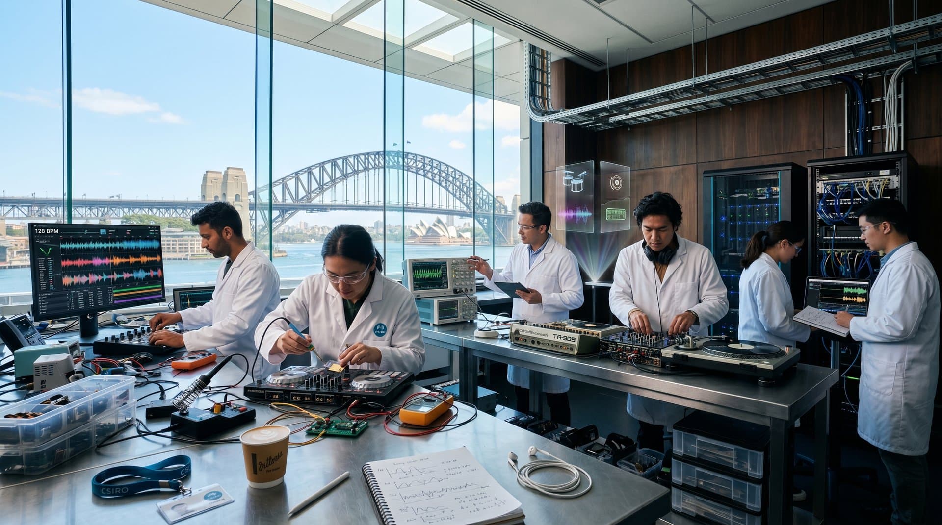 Edge AI Chips und AI DJ Controller im CSIRO-Labor Sydney mit Waveforms und Harbour-View