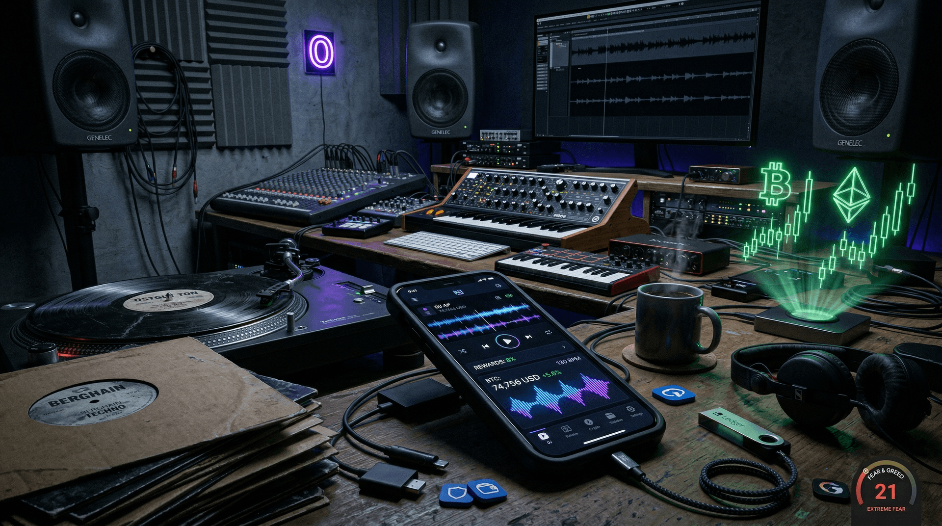 Krypto DJ Gaming Wallet: 8% Rewards bei BTC +5,6% auf 74.756 USD