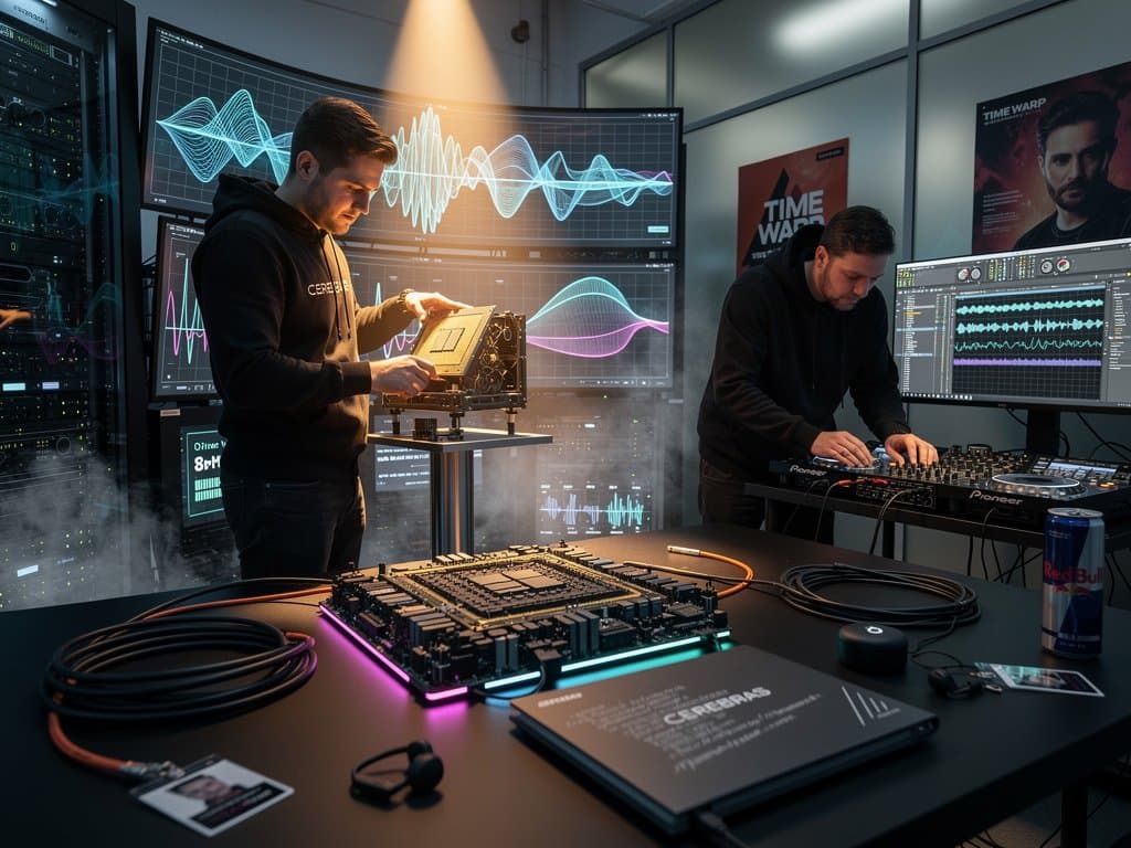 Cerebras-Labor mit Wafer-Scale AI-Chips und generativen EDM-Waveforms für Festival-DJing